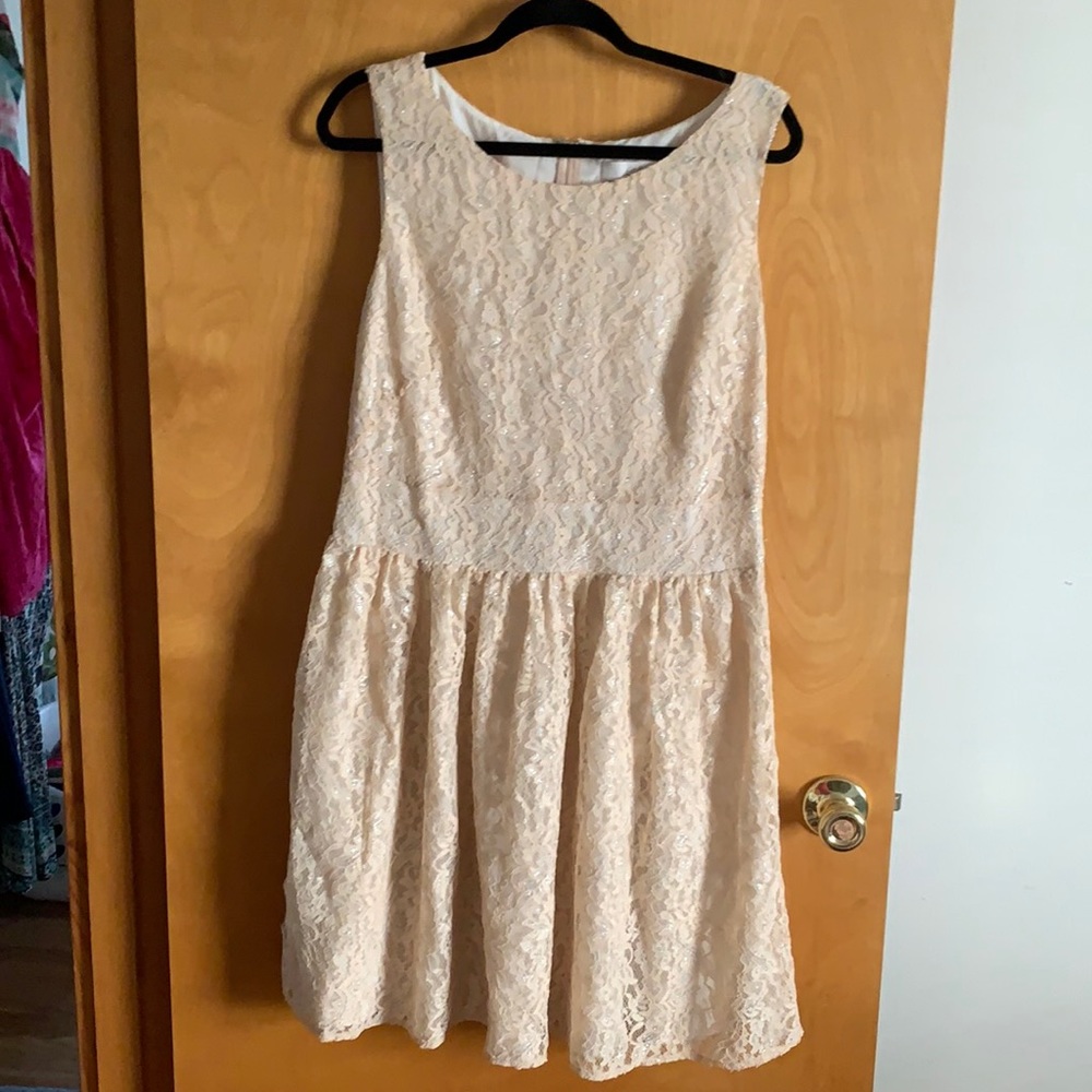 Cream and silver lace Loft dress